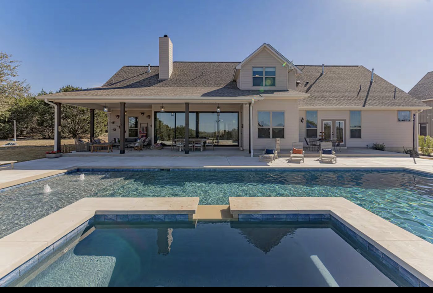 The Austin house, back patio, pool and spa