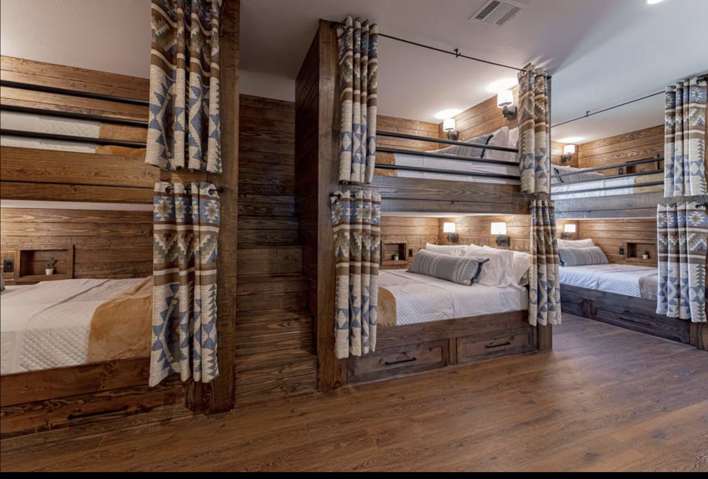 Shared bunk room with built-in bunk beds