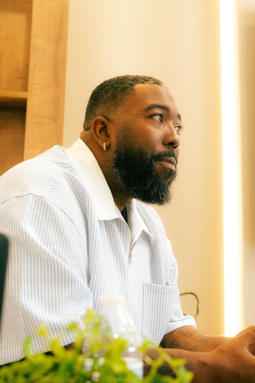 Coach Bear listening during a coaching session